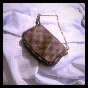 Louis Vuitton Mini Pochette Damier Chain Wristlet